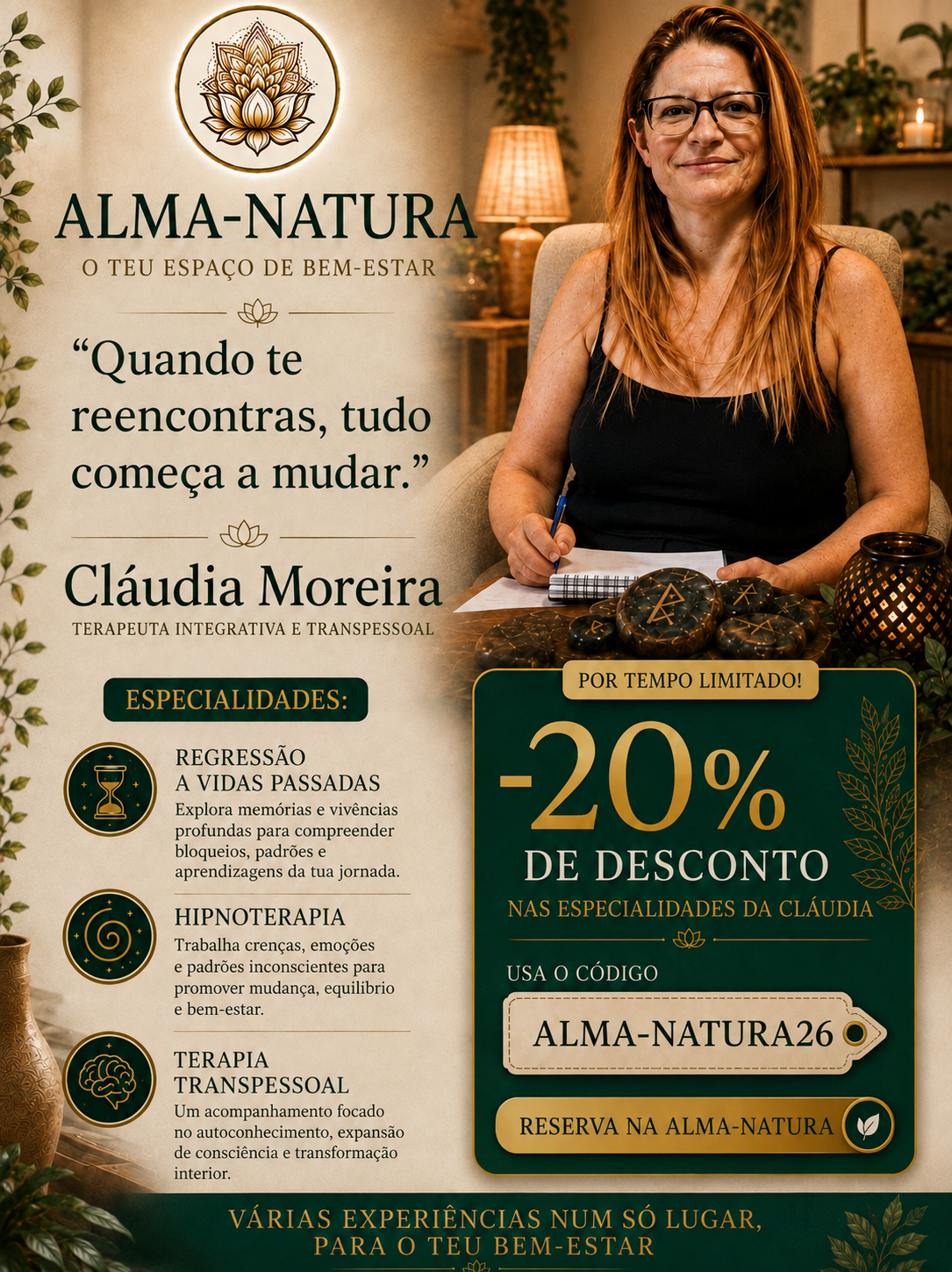 Flyer da promoção de Claudia Moreira